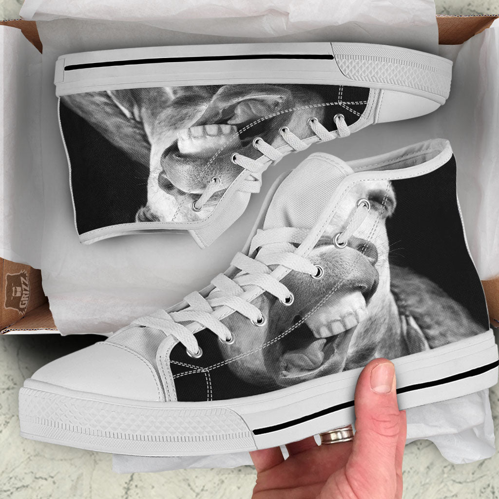 Crazy Donkey White And Black Print White High Top Shoes-grizzshop