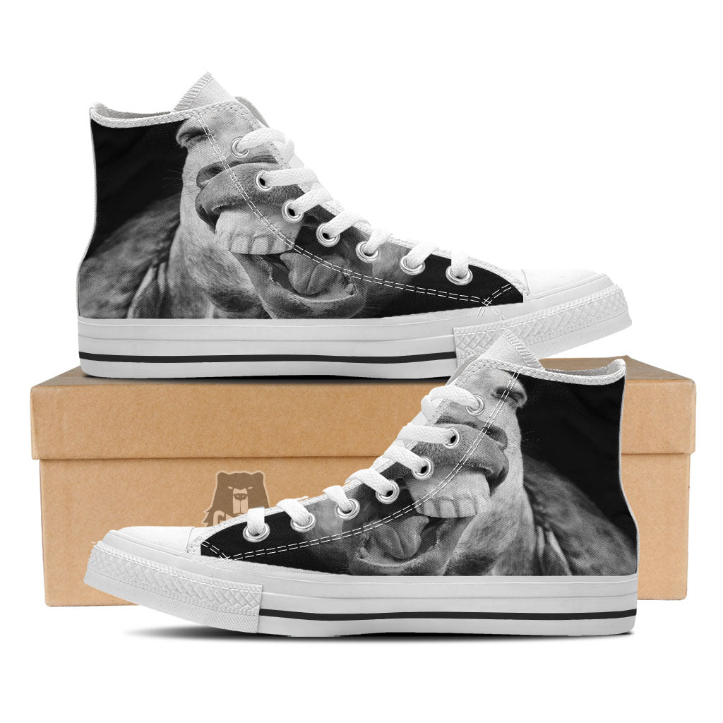 Crazy Donkey White And Black Print White High Top Shoes-grizzshop