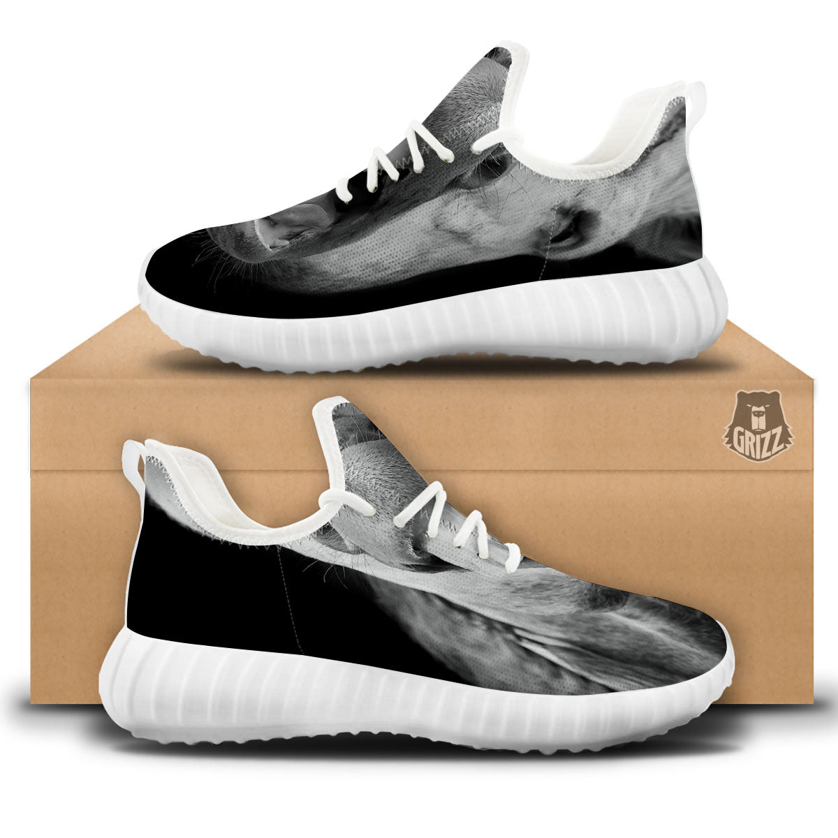 Crazy Donkey White And Black Print White Walking Shoes-grizzshop