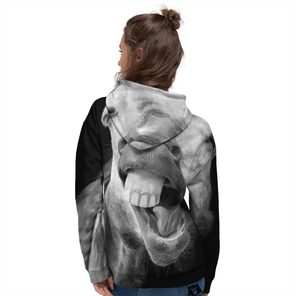 Crazy Donkey White And Black Print Women's Hoodie-grizzshop