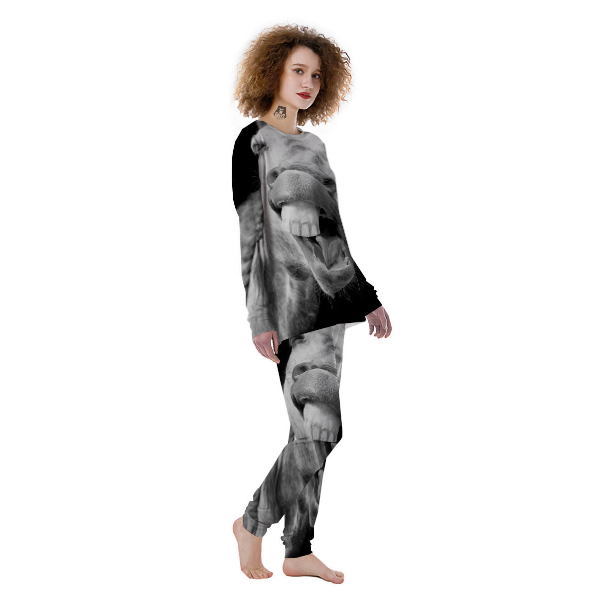 Crazy Donkey White And Black Print Women's Pajamas-grizzshop
