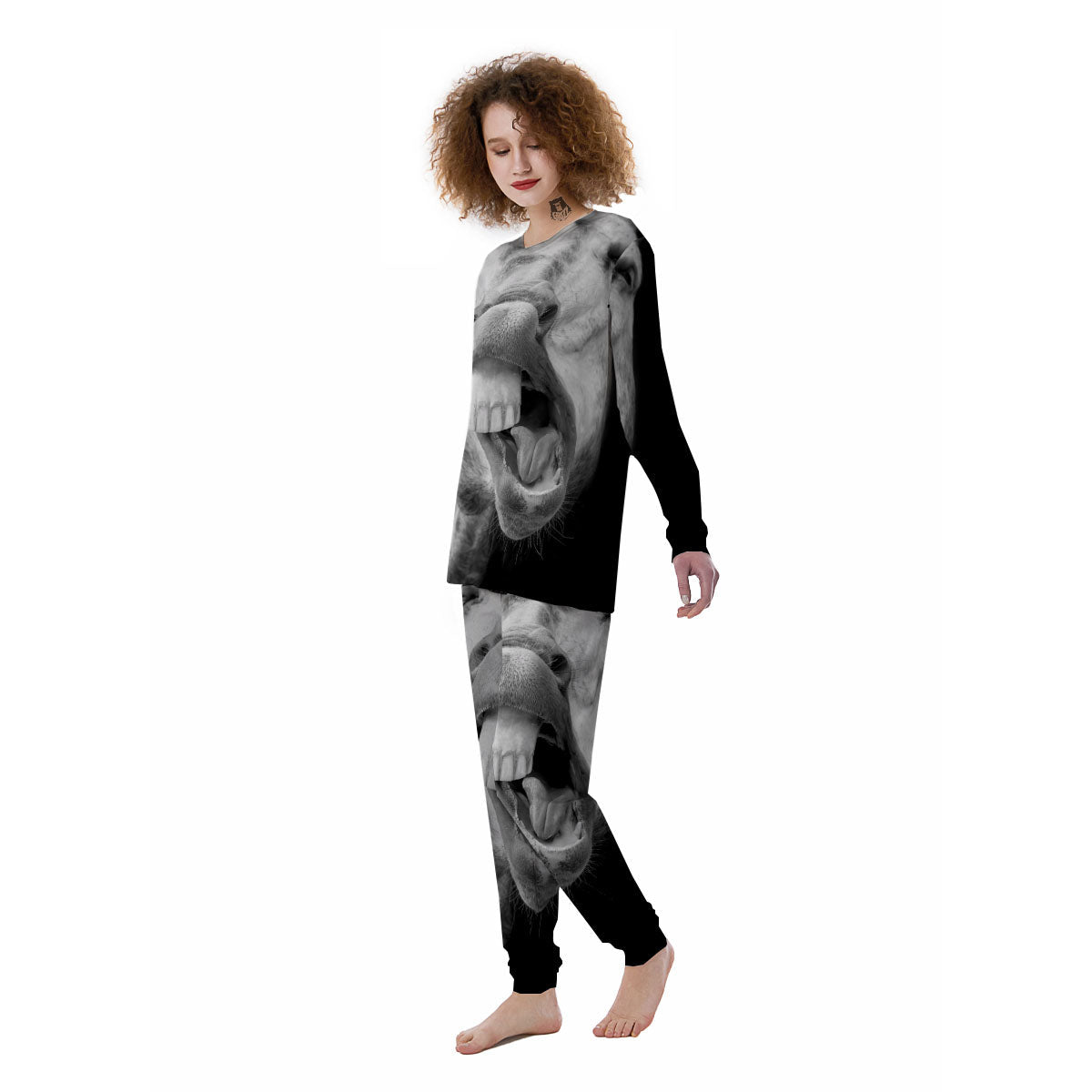 Crazy Donkey White And Black Print Women's Pajamas-grizzshop