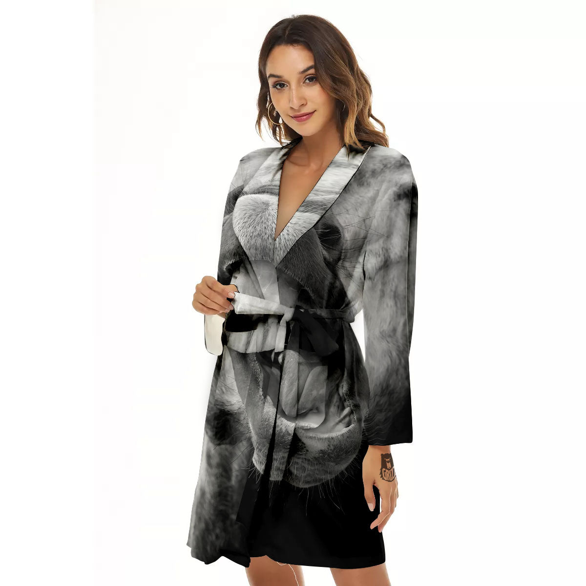 Crazy Donkey White And Black Print Women's Robe-grizzshop