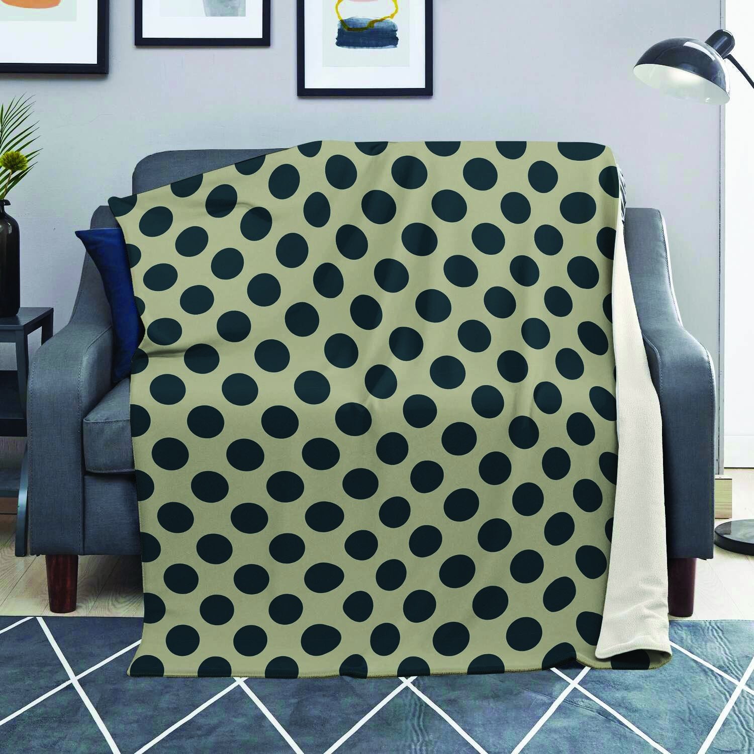 Cream And Black Polka Dot Blanket-grizzshop