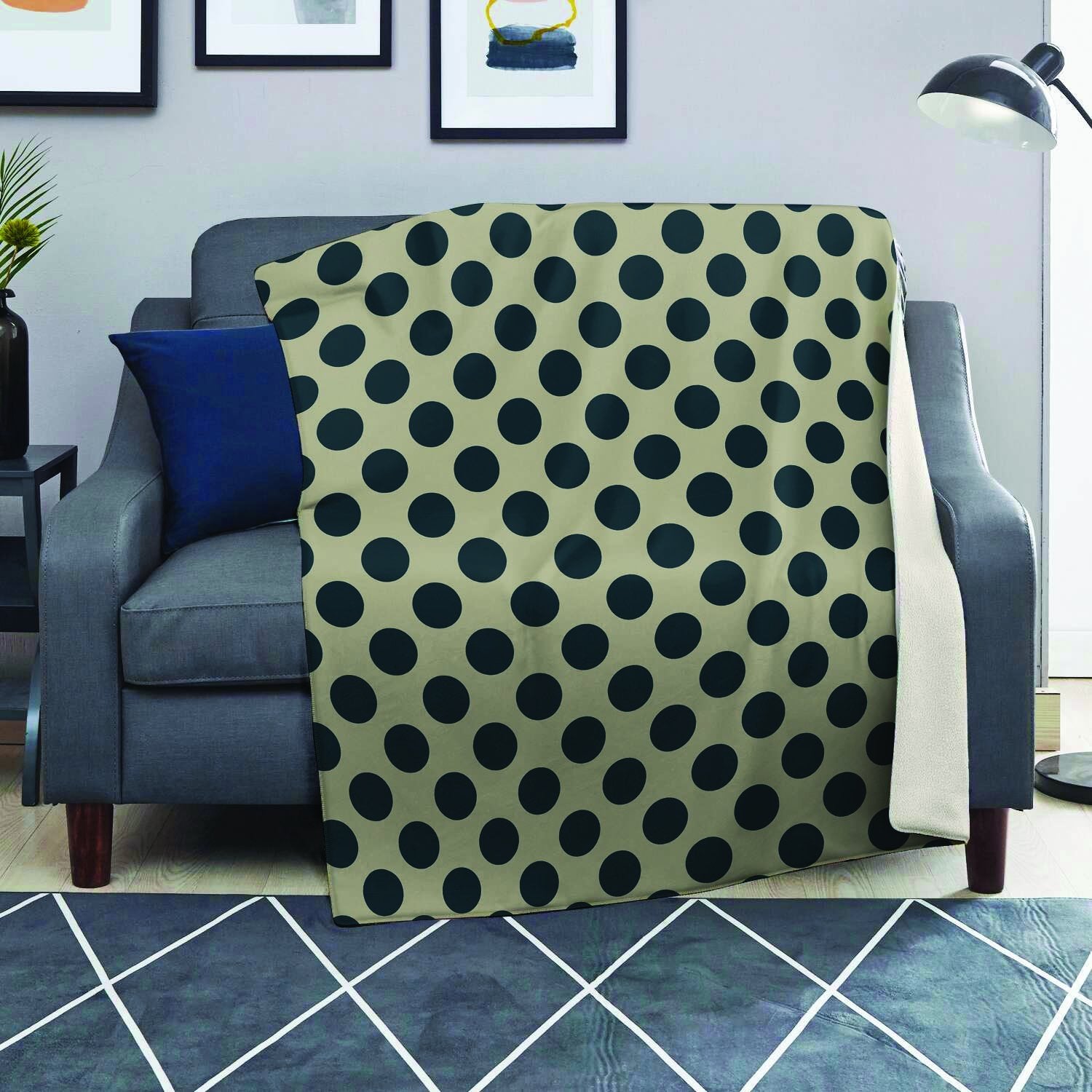 Cream And Black Polka Dot Blanket-grizzshop