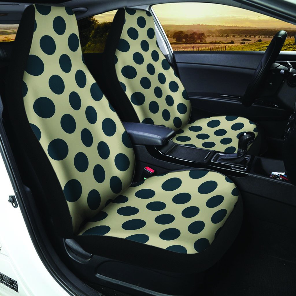 Cream And Black Polka Dot Car Seat Covers-grizzshop