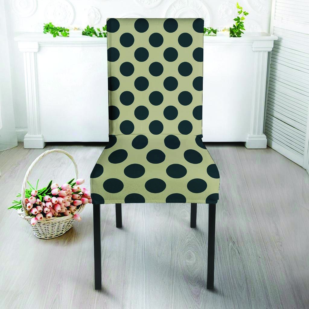 Cream And Black Polka Dot Chair Cover-grizzshop