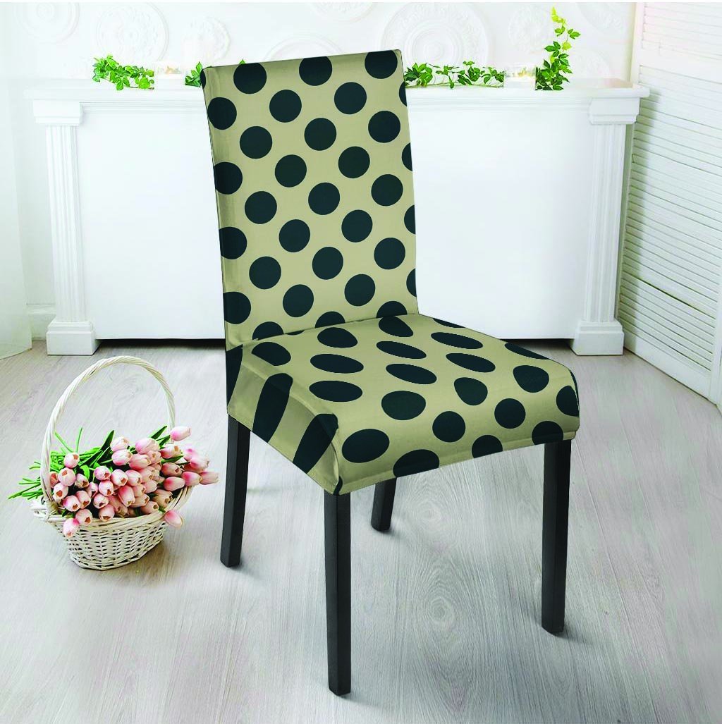 Cream And Black Polka Dot Chair Cover-grizzshop