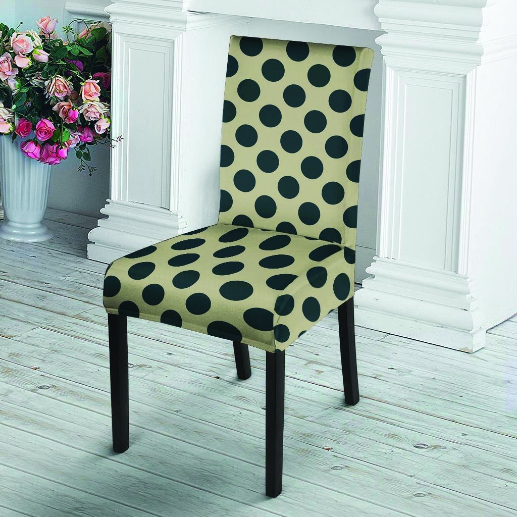 Cream And Black Polka Dot Chair Cover-grizzshop