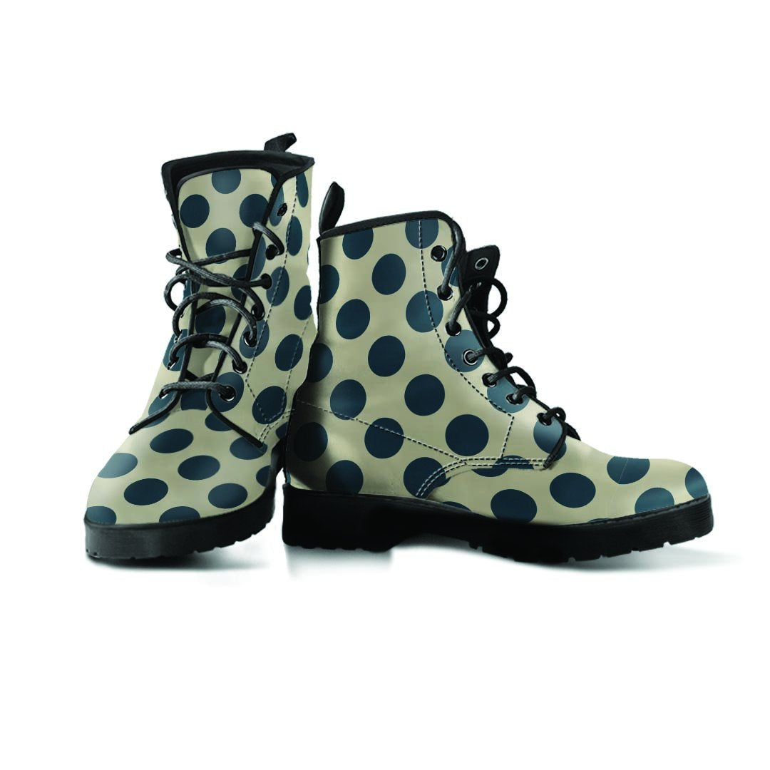 Cream And Black Polka Dot Men's Boots-grizzshop