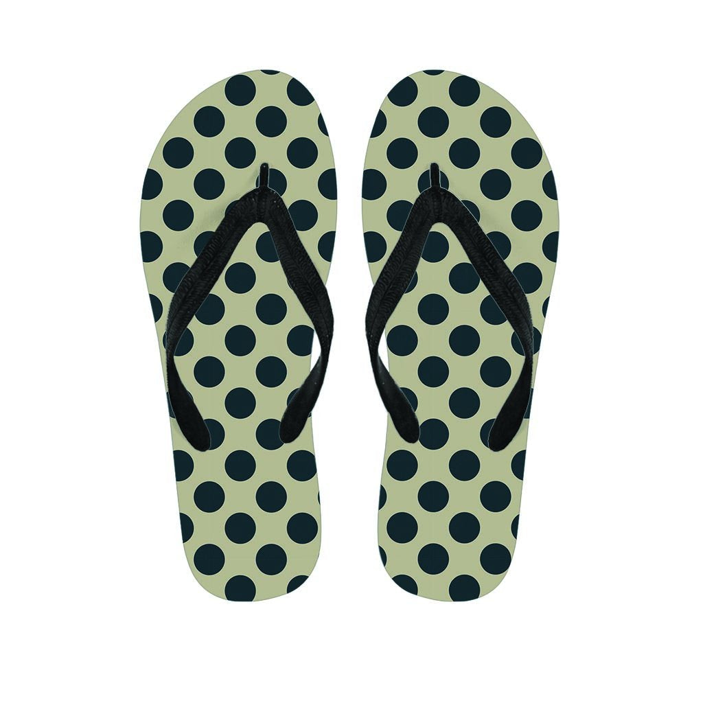 Cream And Black Polka Dot Men's Flip Flops-grizzshop