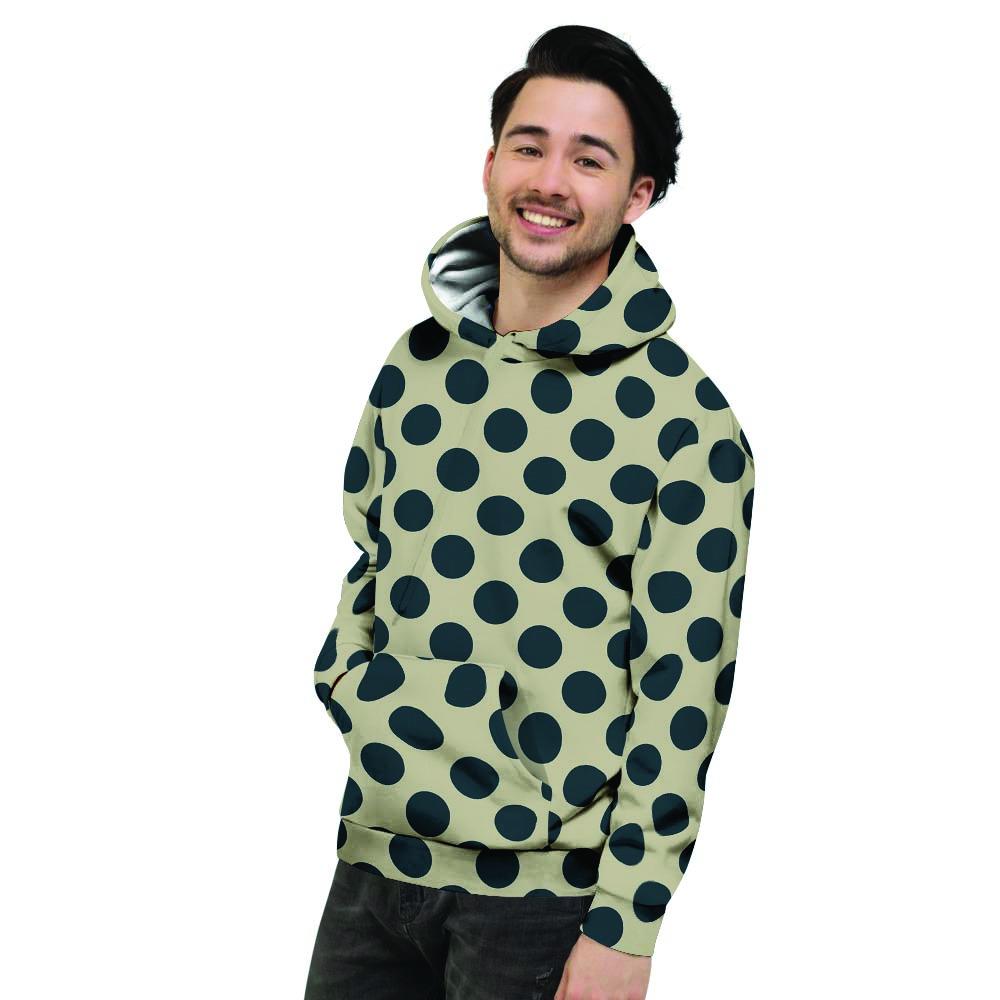 Cream And Black Polka Dot Men's Hoodie-grizzshop