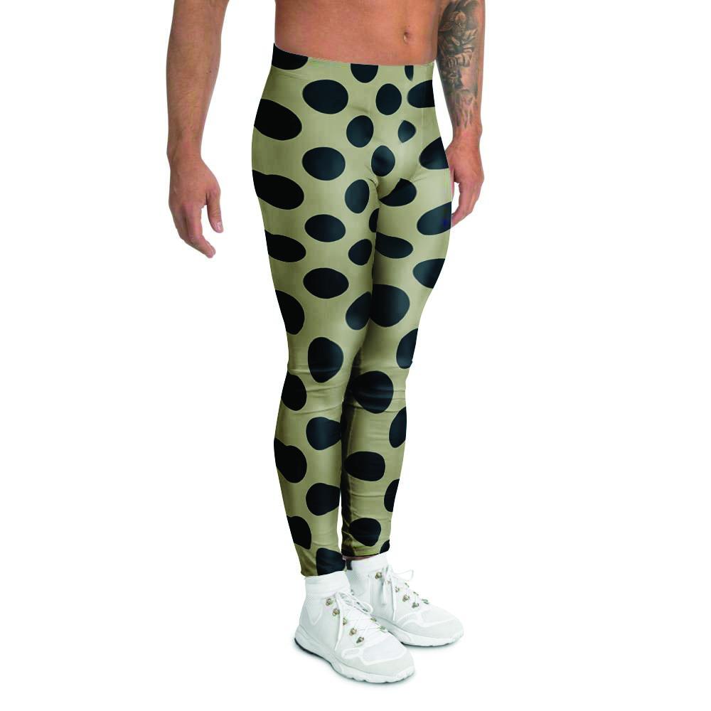 Cream And Black Polka Dot Men's Leggings-grizzshop