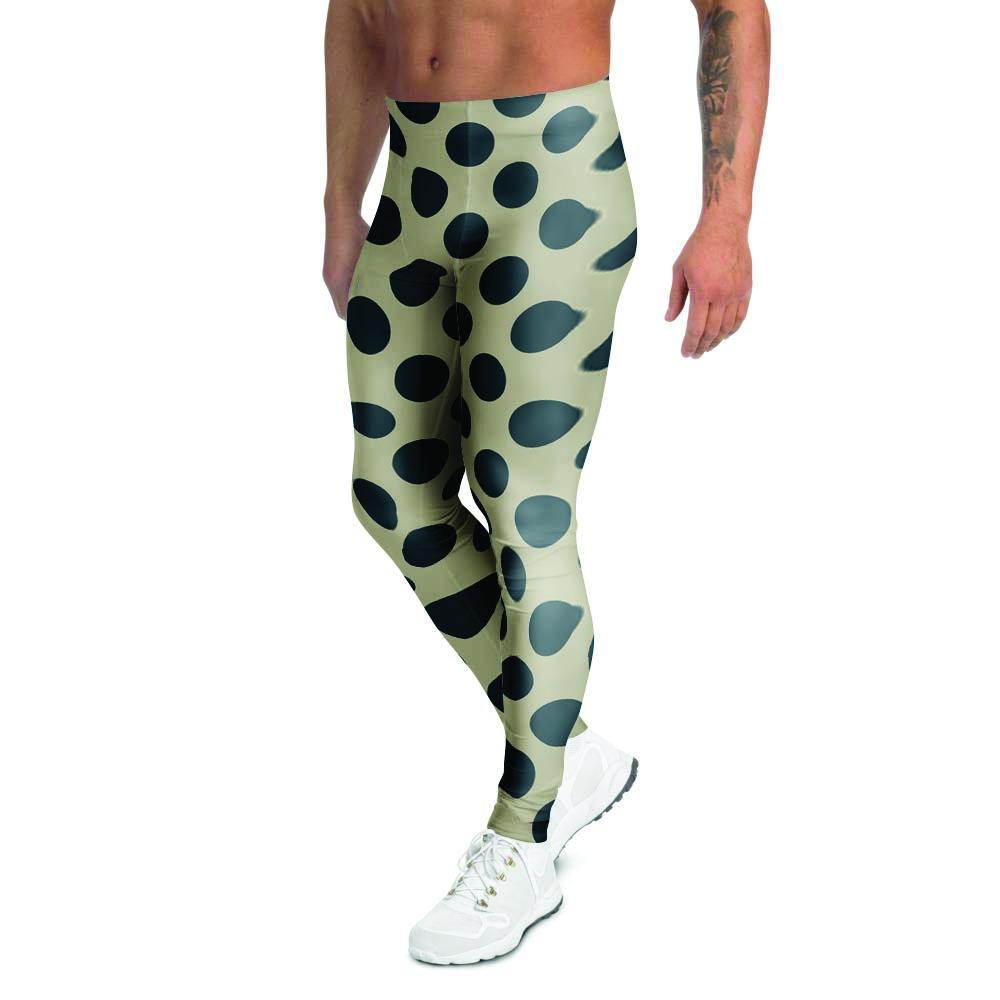 Cream And Black Polka Dot Men's Leggings-grizzshop