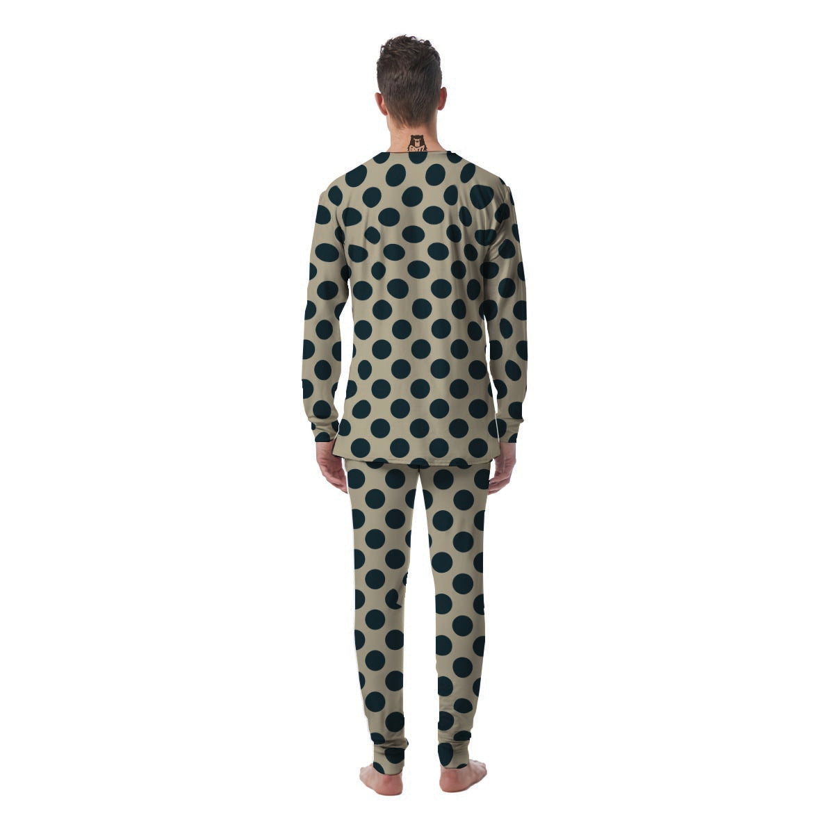 Cream And Black Polka Dot Men's Pajamas-grizzshop