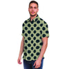 Cream And Black Polka Dot Men's Short Sleeve Shirt-grizzshop