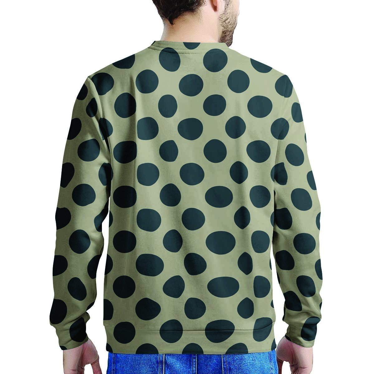 Cream And Black Polka Dot Men's Sweatshirt-grizzshop