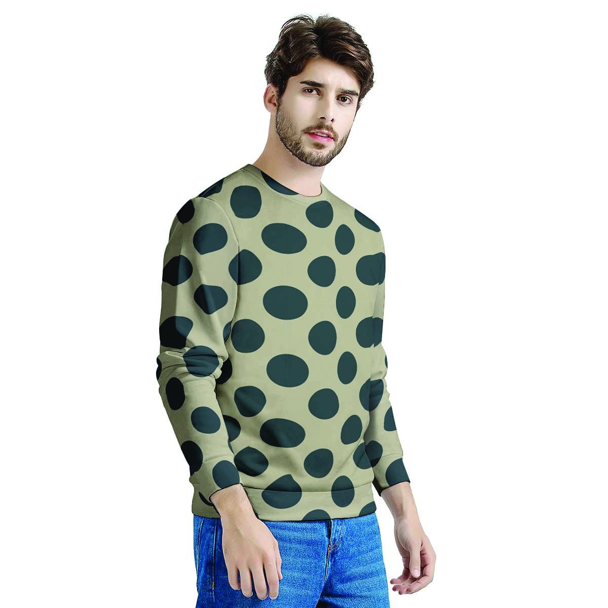 Cream And Black Polka Dot Men's Sweatshirt-grizzshop