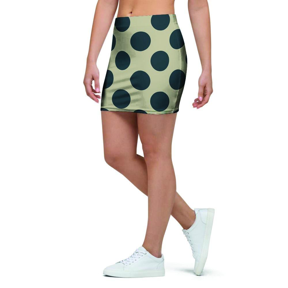 Cream And Black Polka Dot Mini Skirt-grizzshop