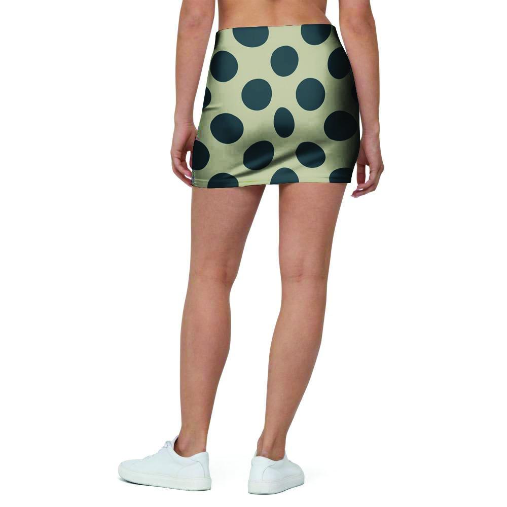 Cream And Black Polka Dot Mini Skirt-grizzshop