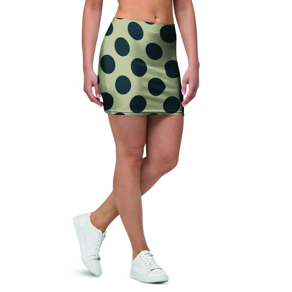 Cream And Black Polka Dot Mini Skirt-grizzshop