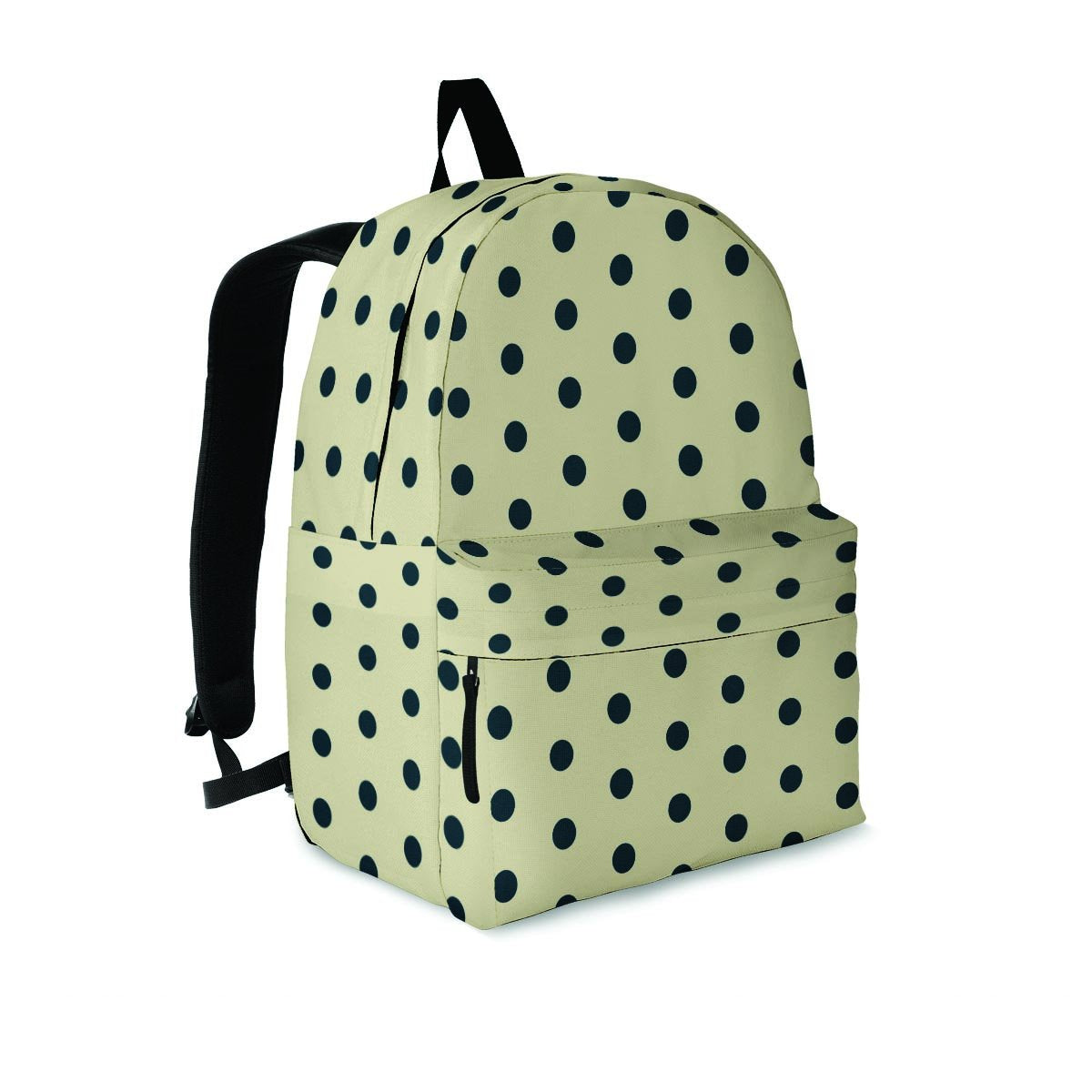 Cream And Black Polka Dot Print Backpack-grizzshop