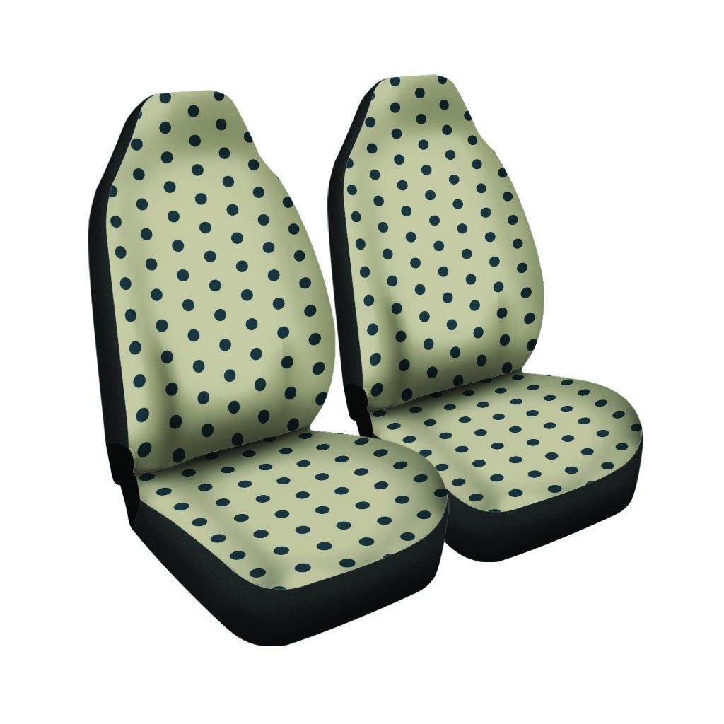 Cream And Black Polka Dot Print Car Seat Covers-grizzshop