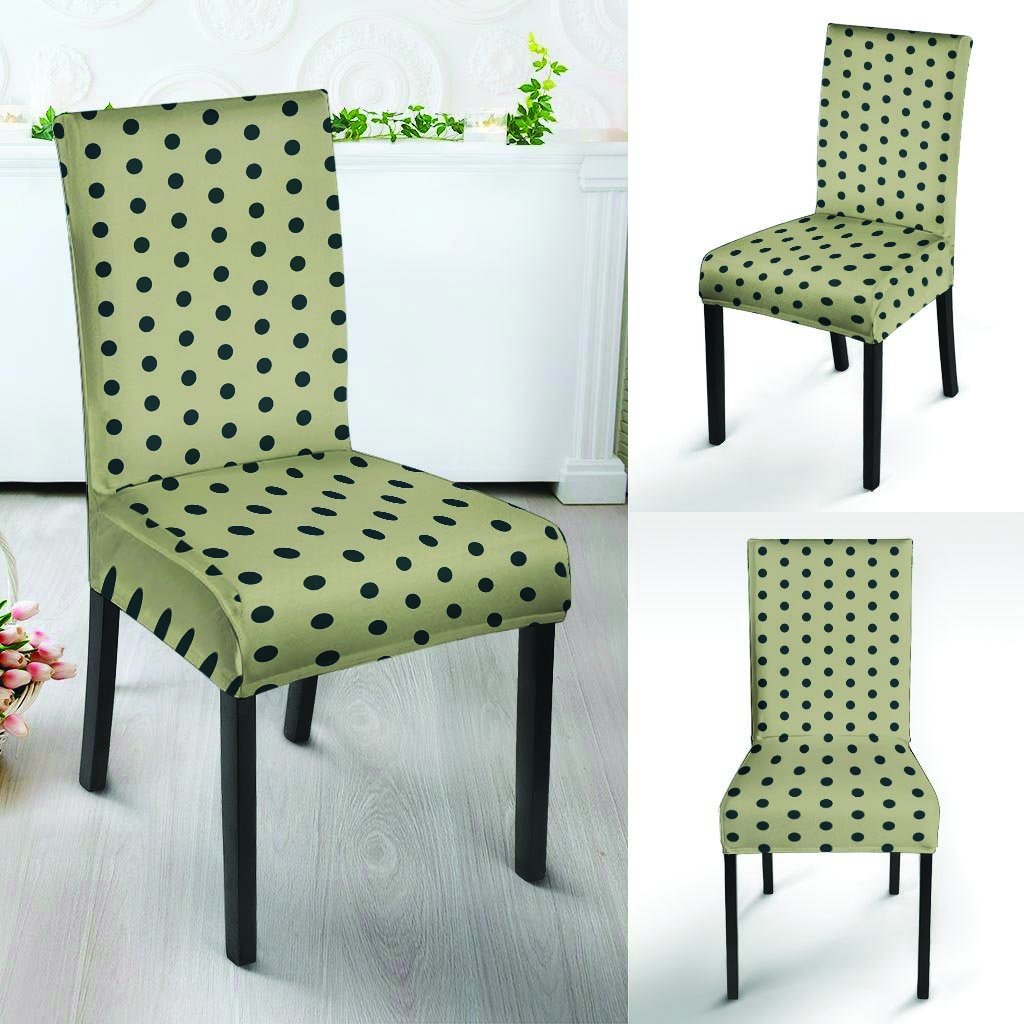 Cream And Black Polka Dot Print Chair Cover-grizzshop