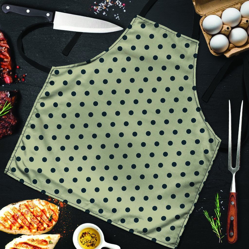 Cream And Black Polka Dot Print Men's Apron-grizzshop