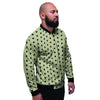 Cream And Black Polka Dot Print Men's Bomber Jacket-grizzshop