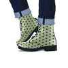 Cream And Black Polka Dot Print Men's Boots-grizzshop