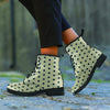 Cream And Black Polka Dot Print Men's Boots-grizzshop