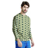 Cream And Black Polka Dot Print Men's Sweatshirt-grizzshop