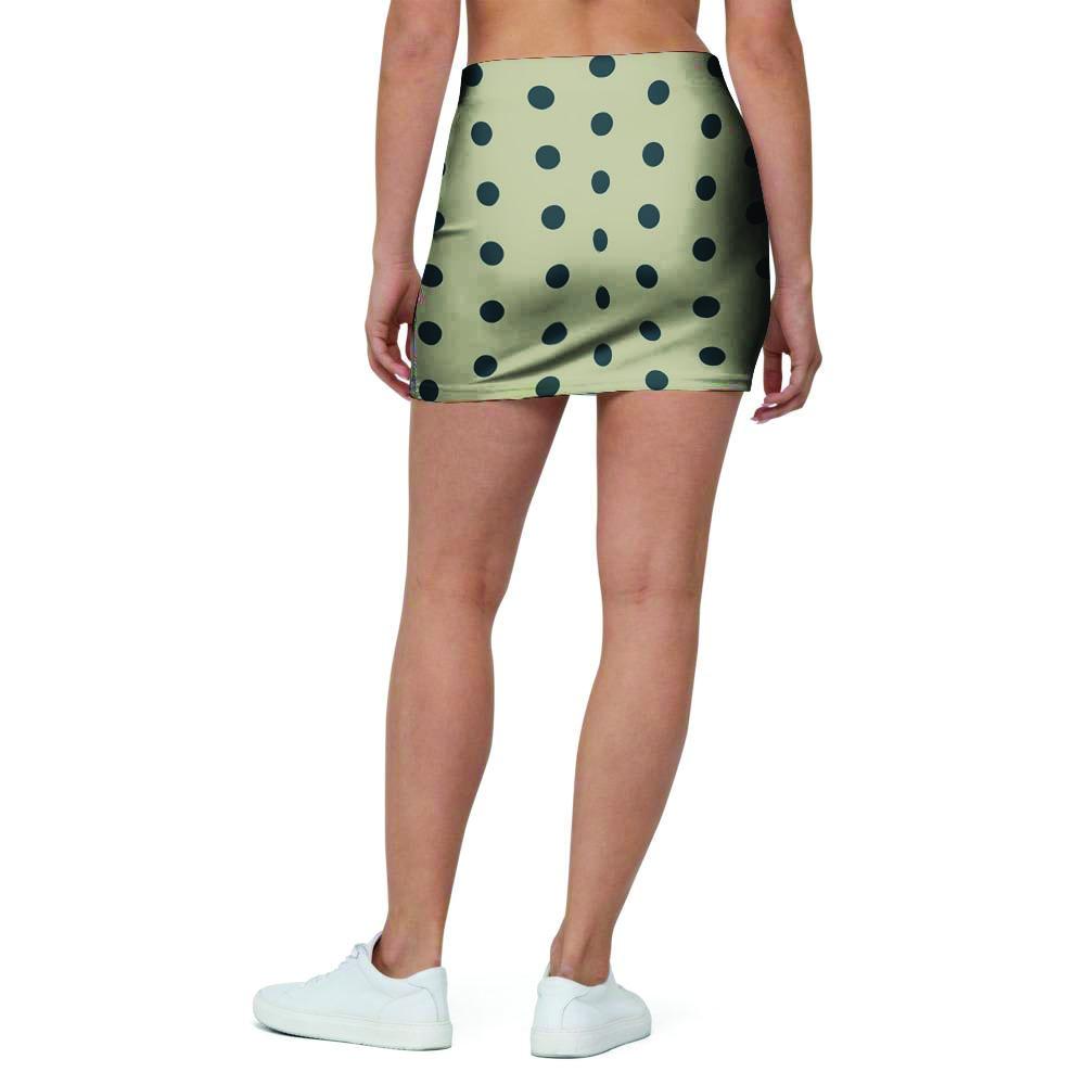 Cream And Black Polka Dot Print Mini Skirt-grizzshop