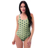 Cream And Black Polka Dot Print One Piece Swimsuite-grizzshop