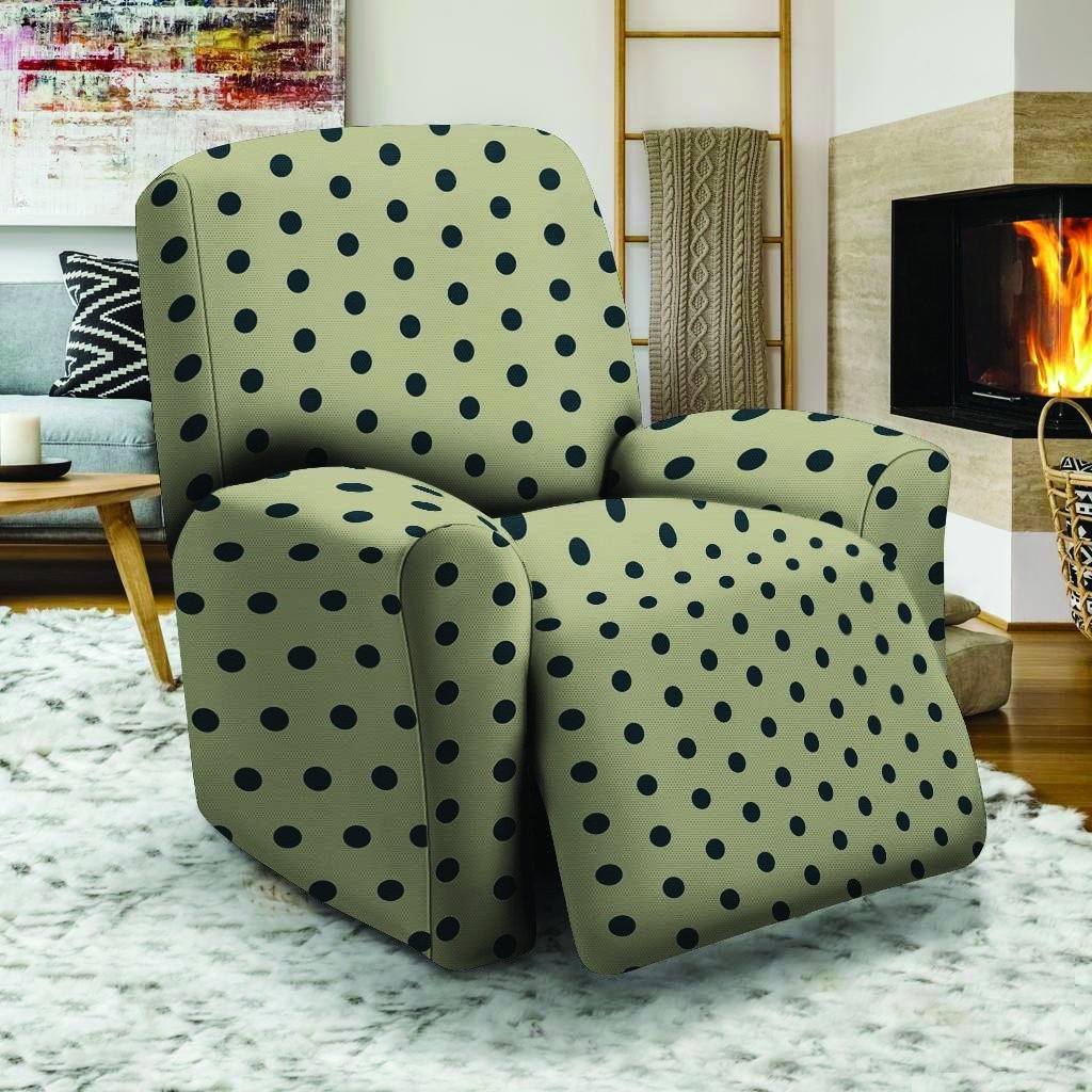 Cream And Black Polka Dot Print Recliner Cover-grizzshop