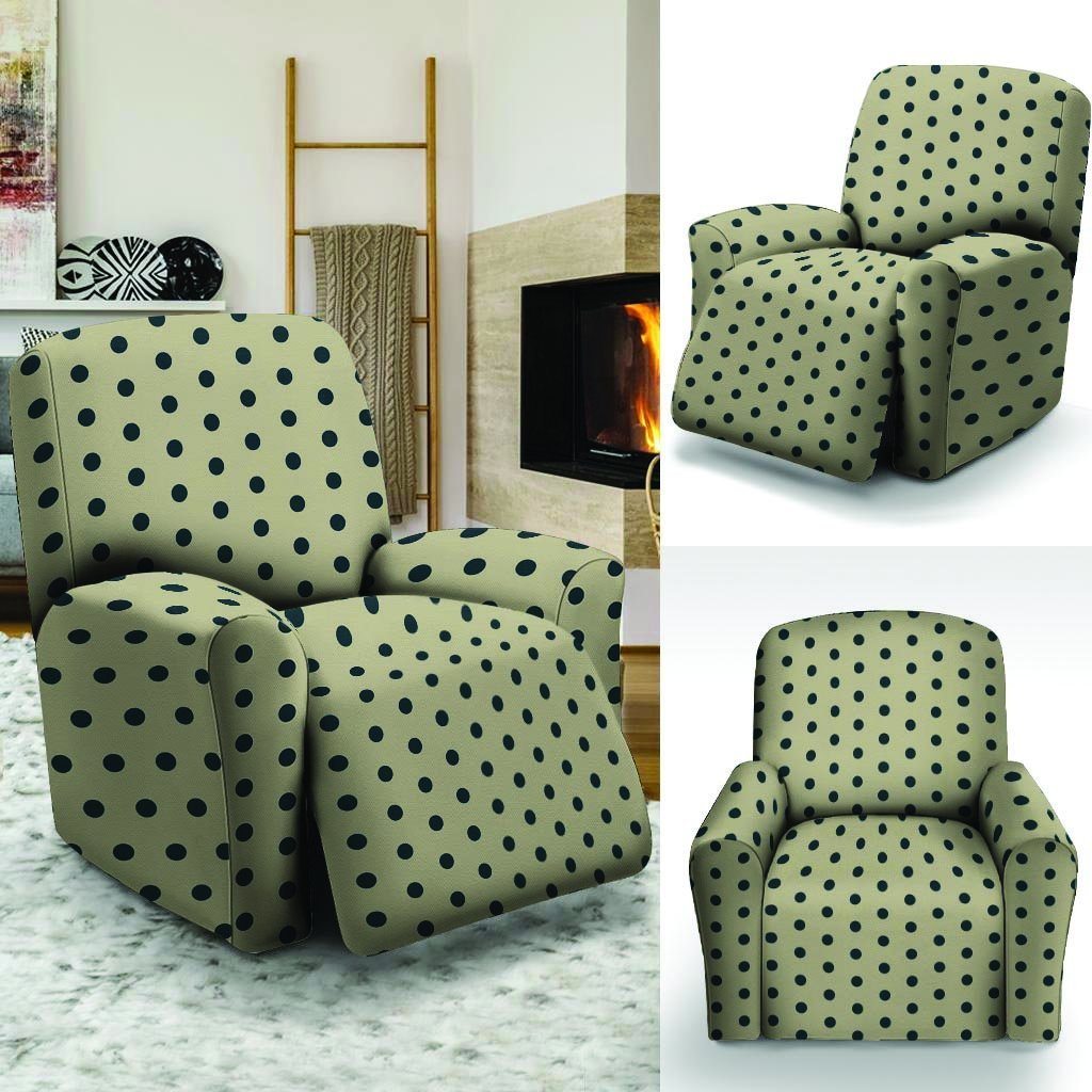 Cream And Black Polka Dot Print Recliner Cover-grizzshop