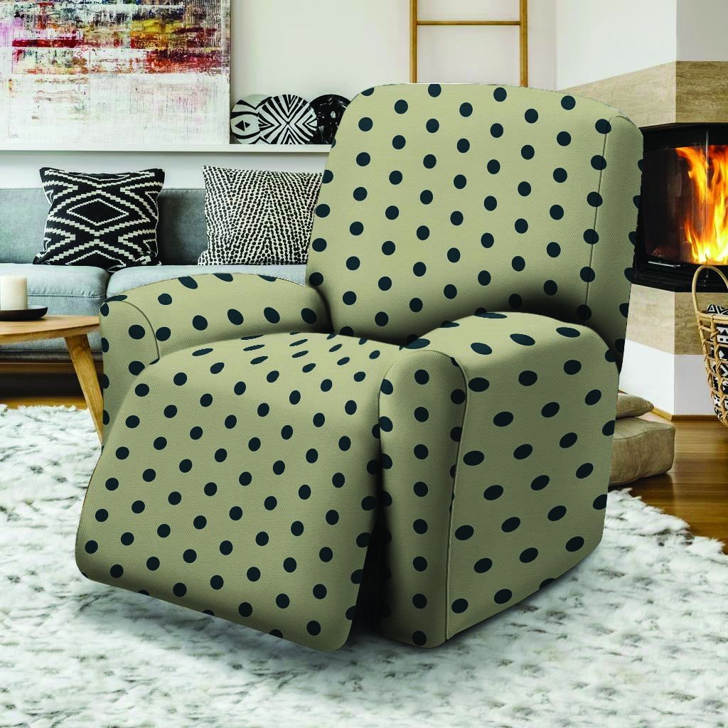 Cream And Black Polka Dot Print Recliner Cover-grizzshop