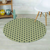 Cream And Black Polka Dot Print Round Rug-grizzshop