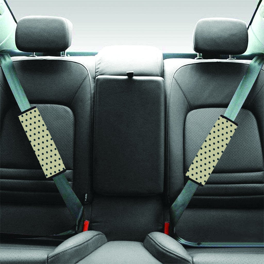 Cream And Black Polka Dot Print Seat Belt Cover-grizzshop