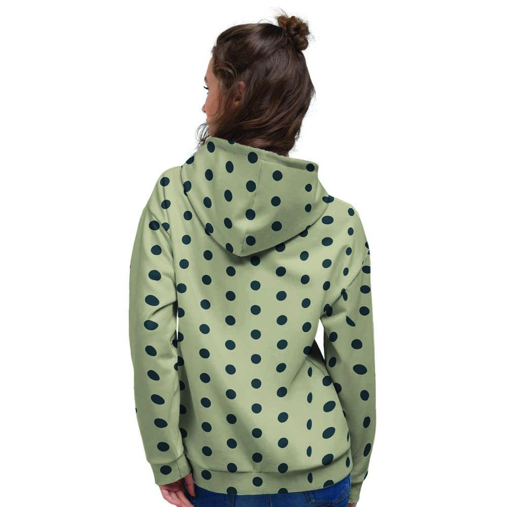 Cream And Black Polka Dot Print Women's Hoodie-grizzshop