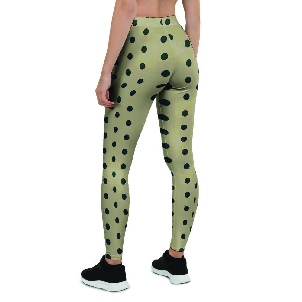 Cream And Black Polka Dot Print Women's Leggings-grizzshop