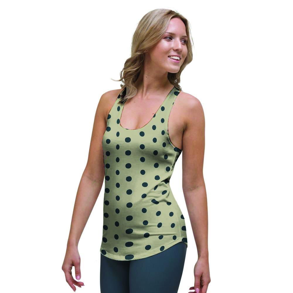 Cream And Black Polka Dot Print Women's Racerback Tank Top-grizzshop