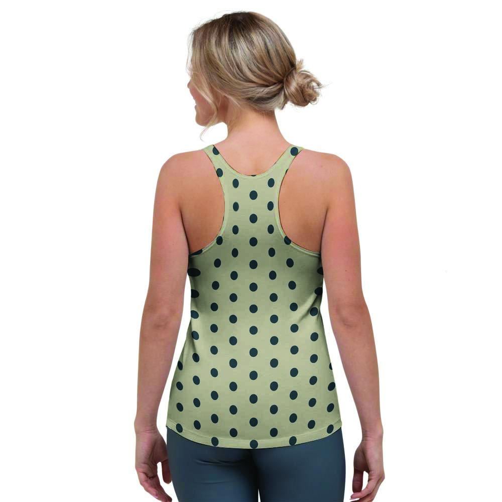 Cream And Black Polka Dot Print Women's Racerback Tank Top-grizzshop