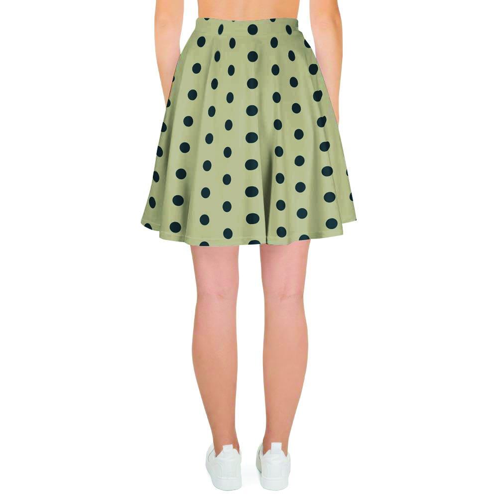 Cream And Black Polka Dot Print Women's Skirt-grizzshop