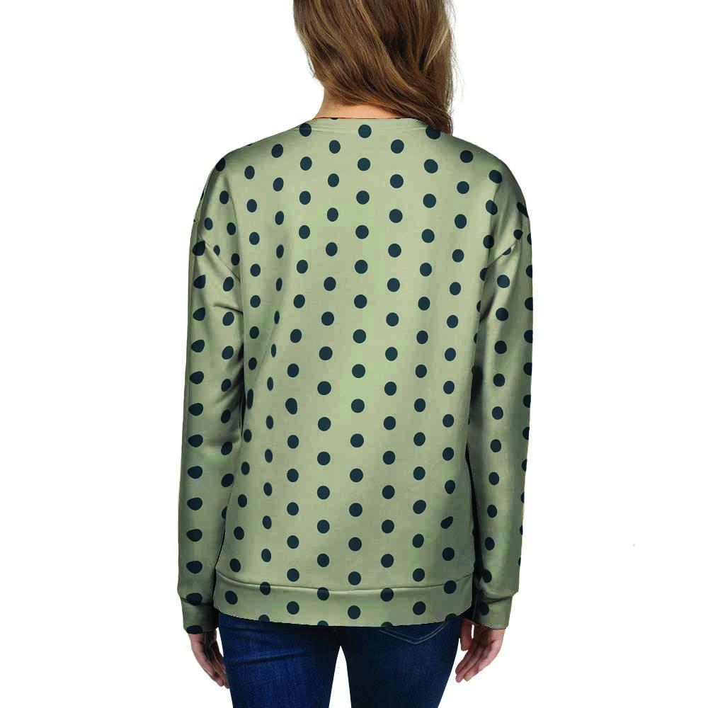 Cream And Black Polka Dot Print Women's Sweatshirt-grizzshop