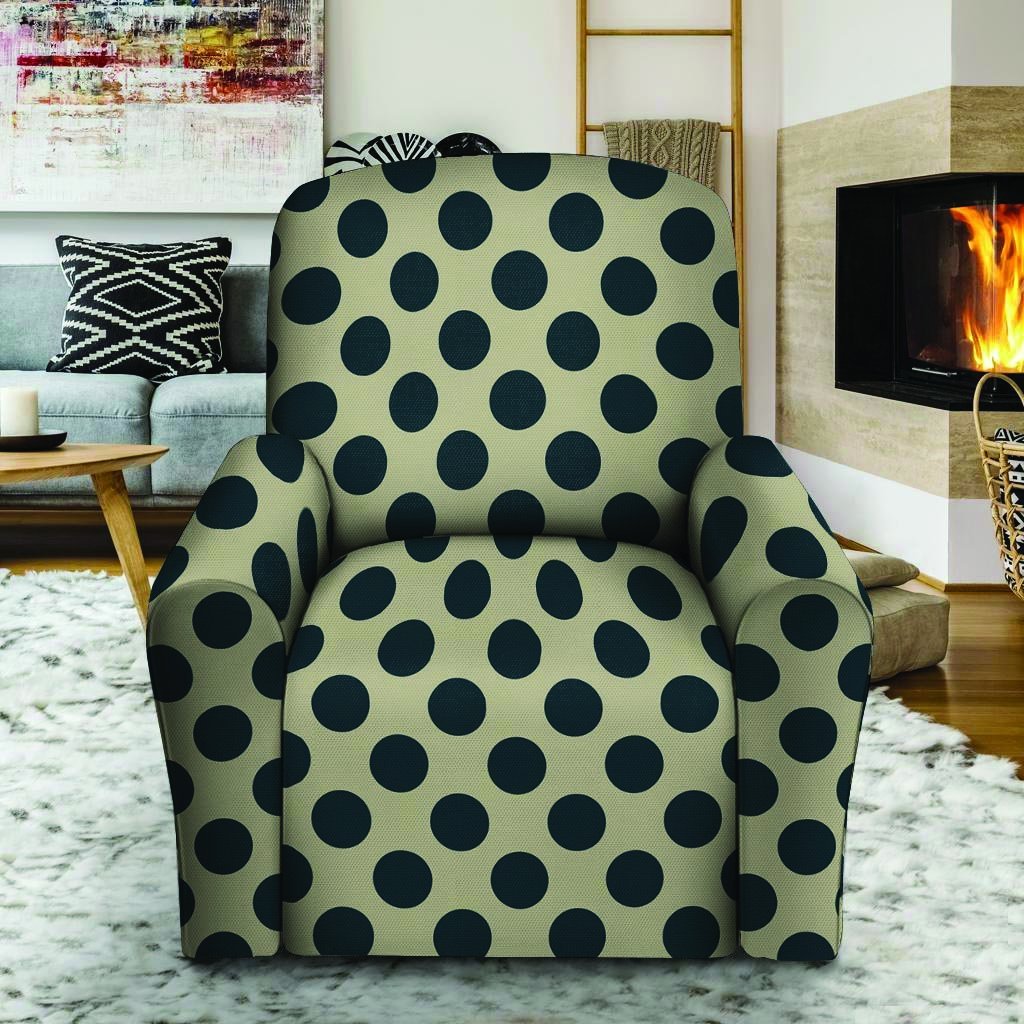 Cream And Black Polka Dot Recliner Cover-grizzshop