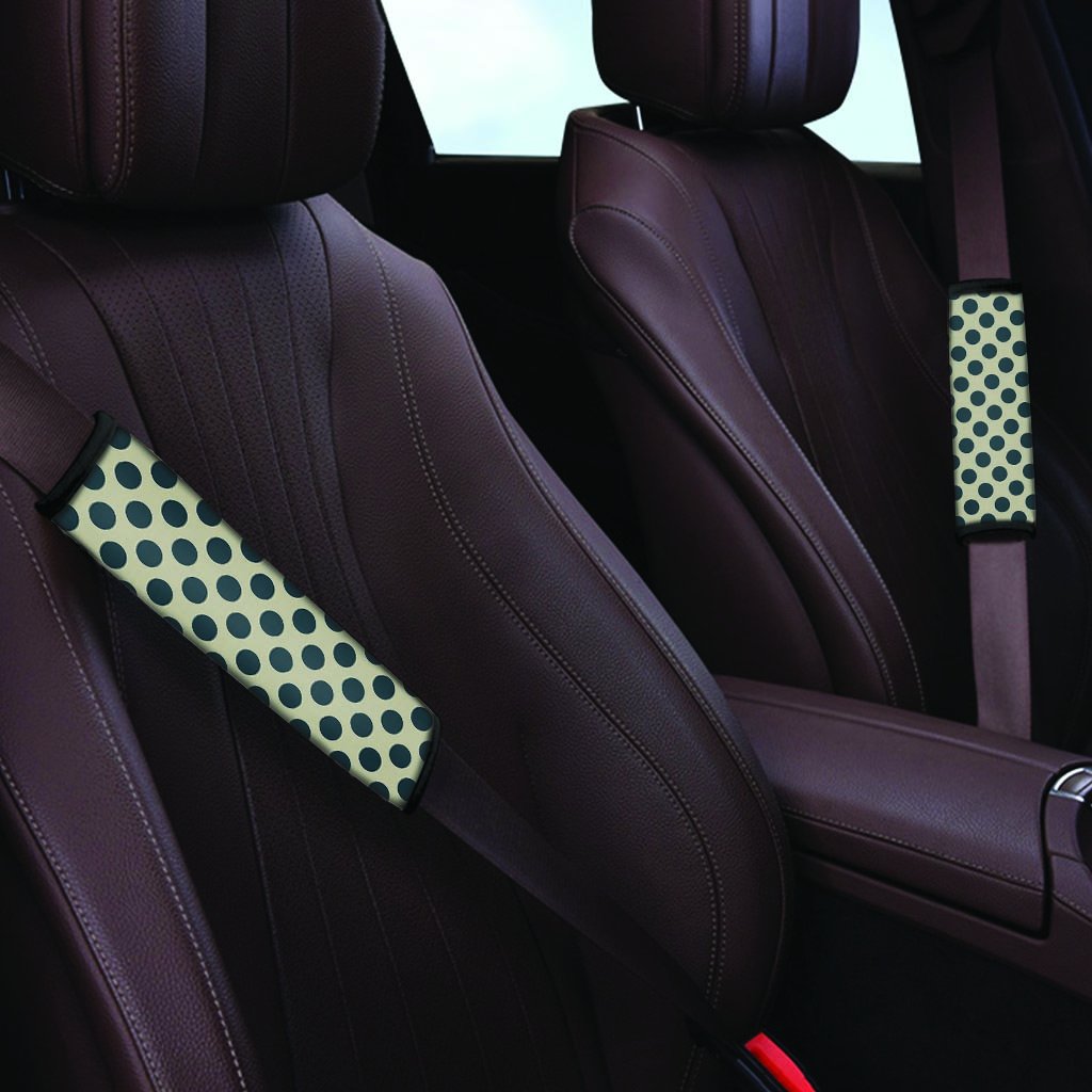 Cream And Black Polka Dot Seat Belt Cover-grizzshop