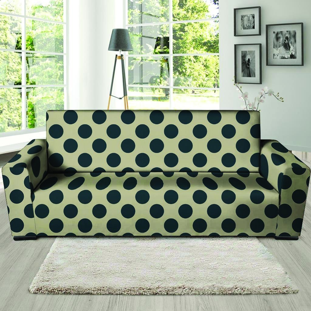 Cream And Black Polka Dot Sofa Cover-grizzshop