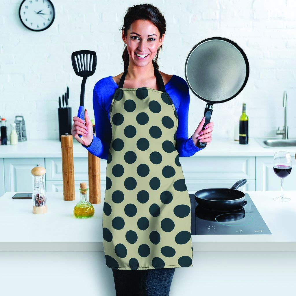 Cream And Black Polka Dot Women's Apron-grizzshop